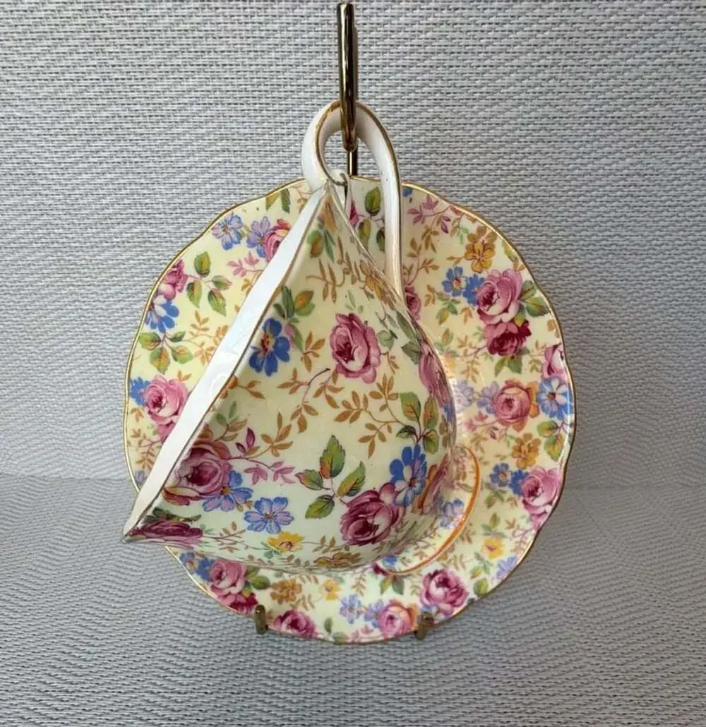 Radfords Crown China Teacup and Saucer Set Floral Chintz